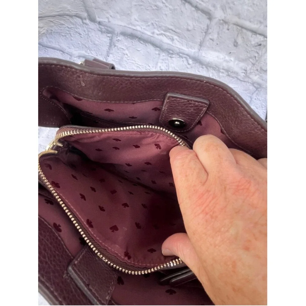 Kate Spade Burgundy Pebbled‎ Leather Top Handle Satchel Bag